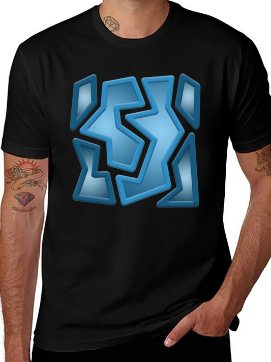 Abstract Blue Graphic Print Black T-Shirt