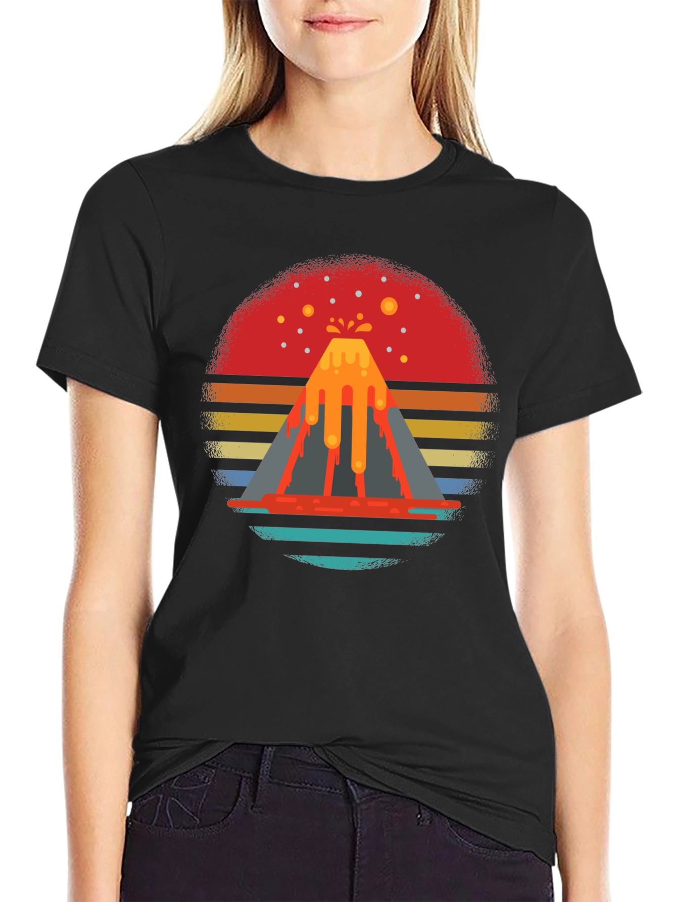 Retro Volcano T-Shirt - Lava Peak Graphic Tee