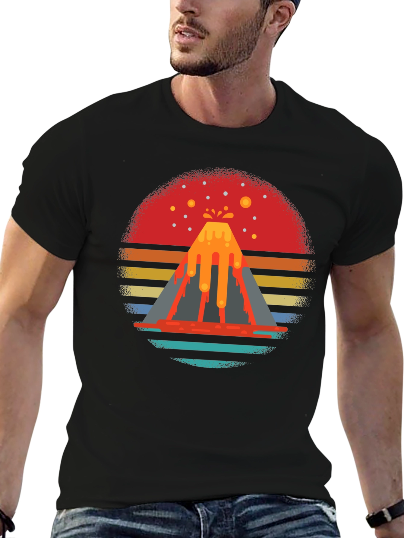 Retro Volcano T-Shirt - Lava Peak Graphic Tee