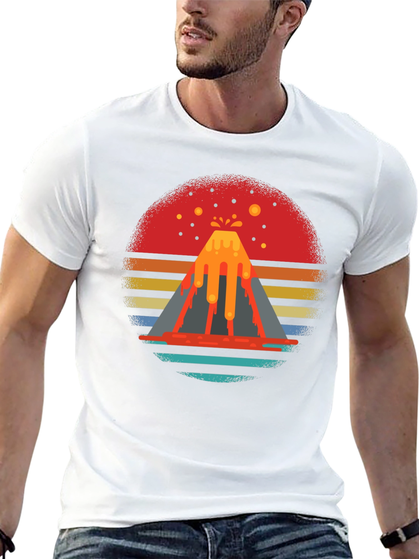 Retro Volcano T-Shirt - Lava Peak Graphic Tee
