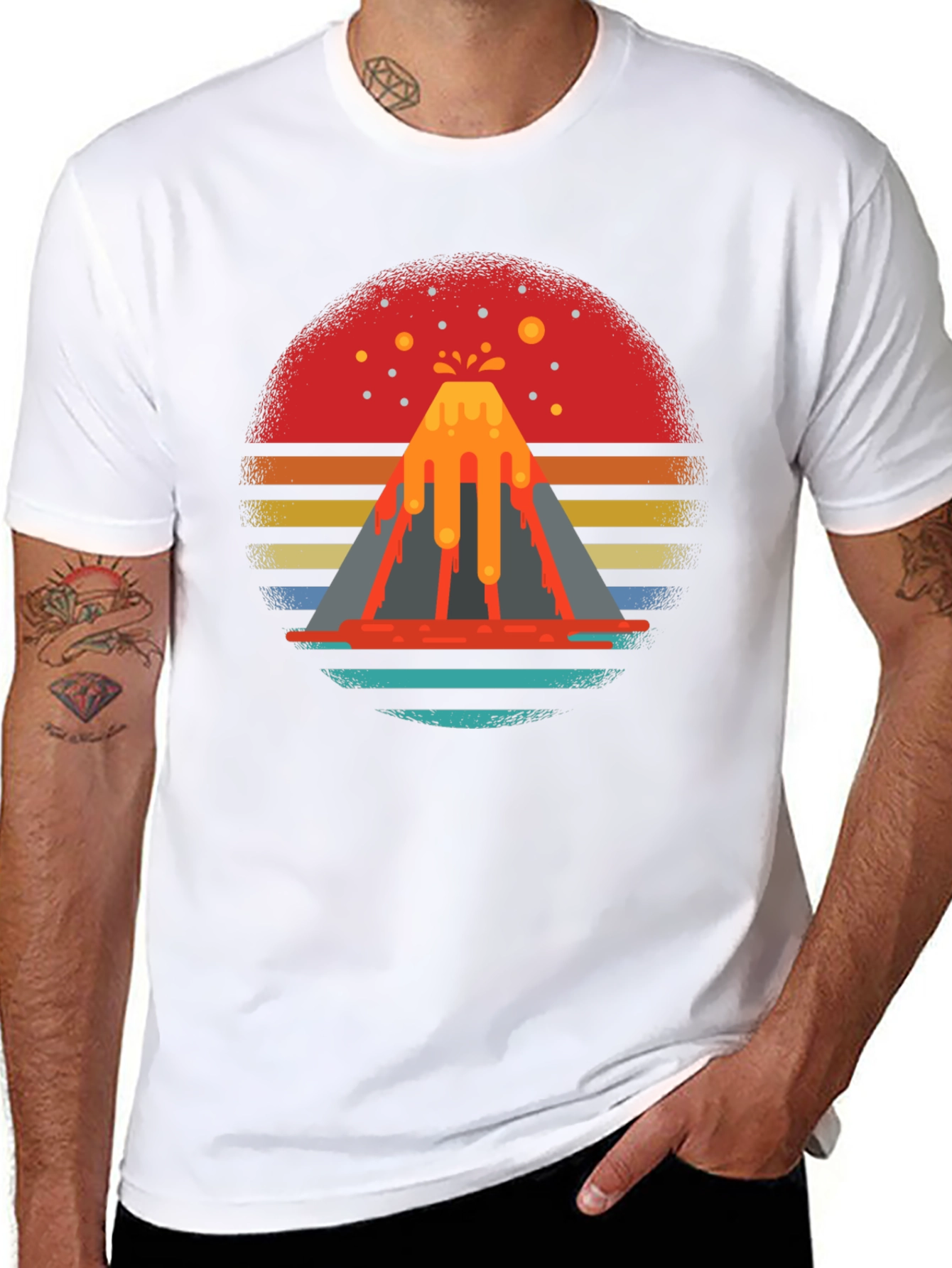 Retro Volcano T-Shirt - Lava Peak Graphic Tee