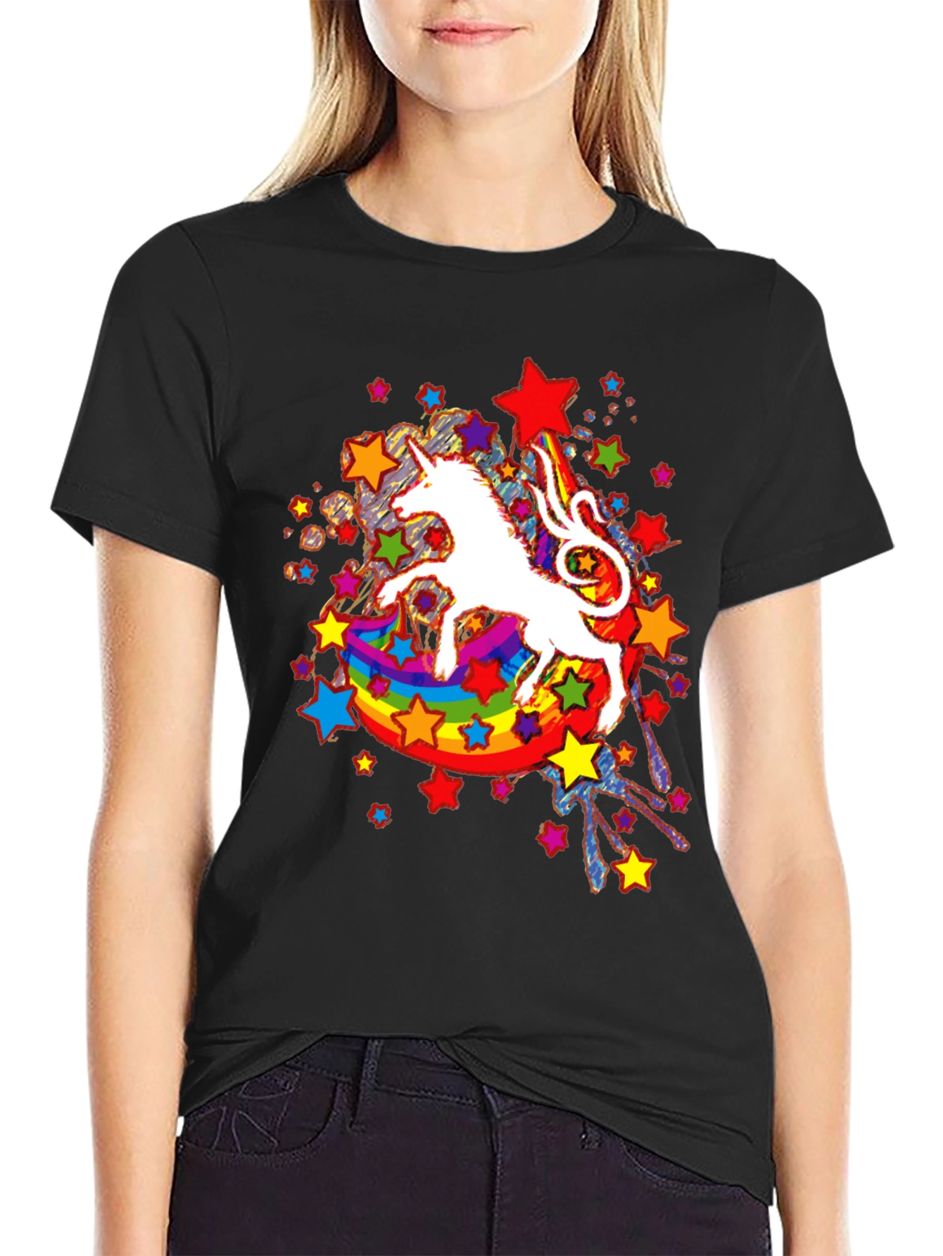 Unicorn Rainbow Star Graphic Tee
