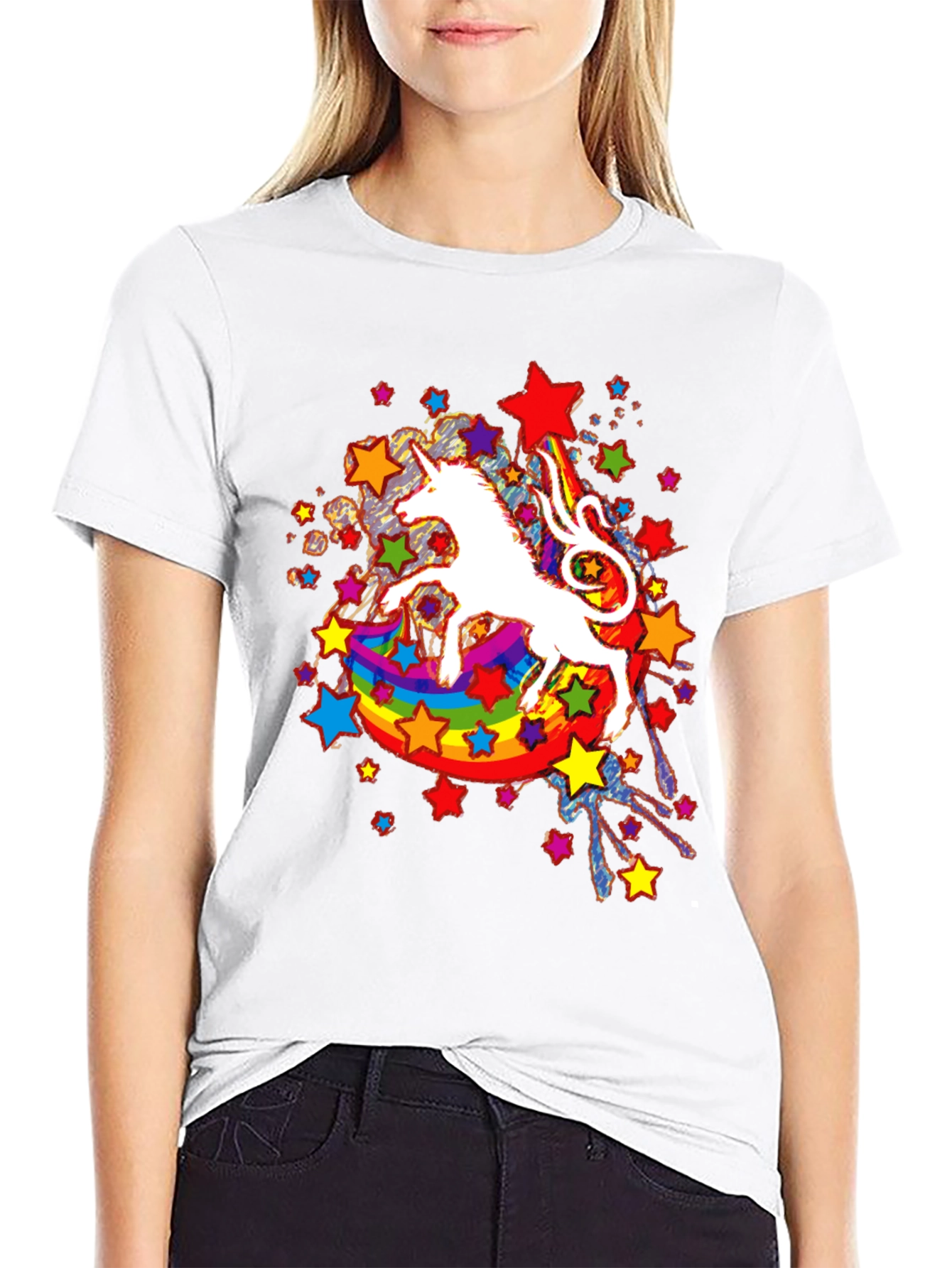 Unicorn Rainbow Star Graphic Tee