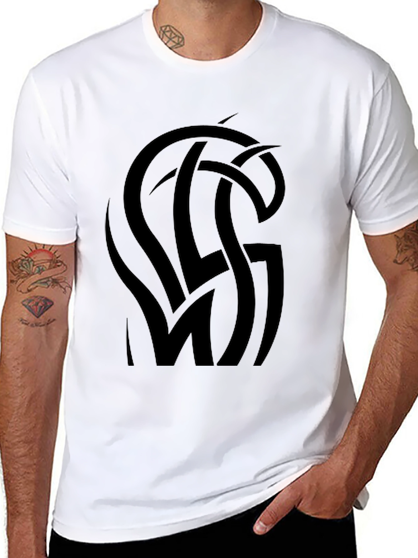 Black Graphic Tee - Tribal Knot Design