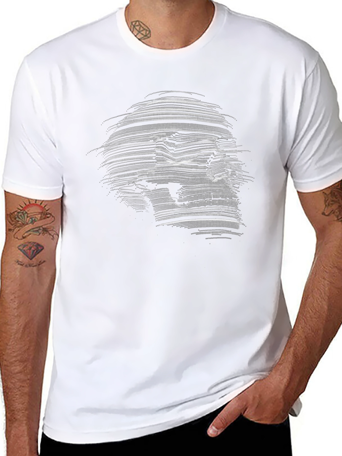 Skull Illusion Graphic Print Black T-Shirt