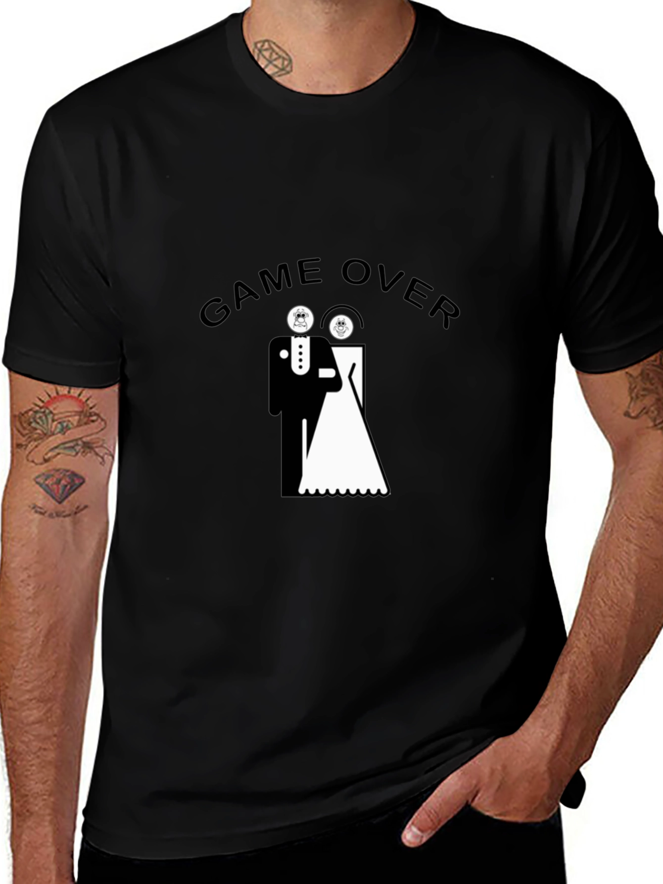 Game Over Wedding Humor Black T-Shirt