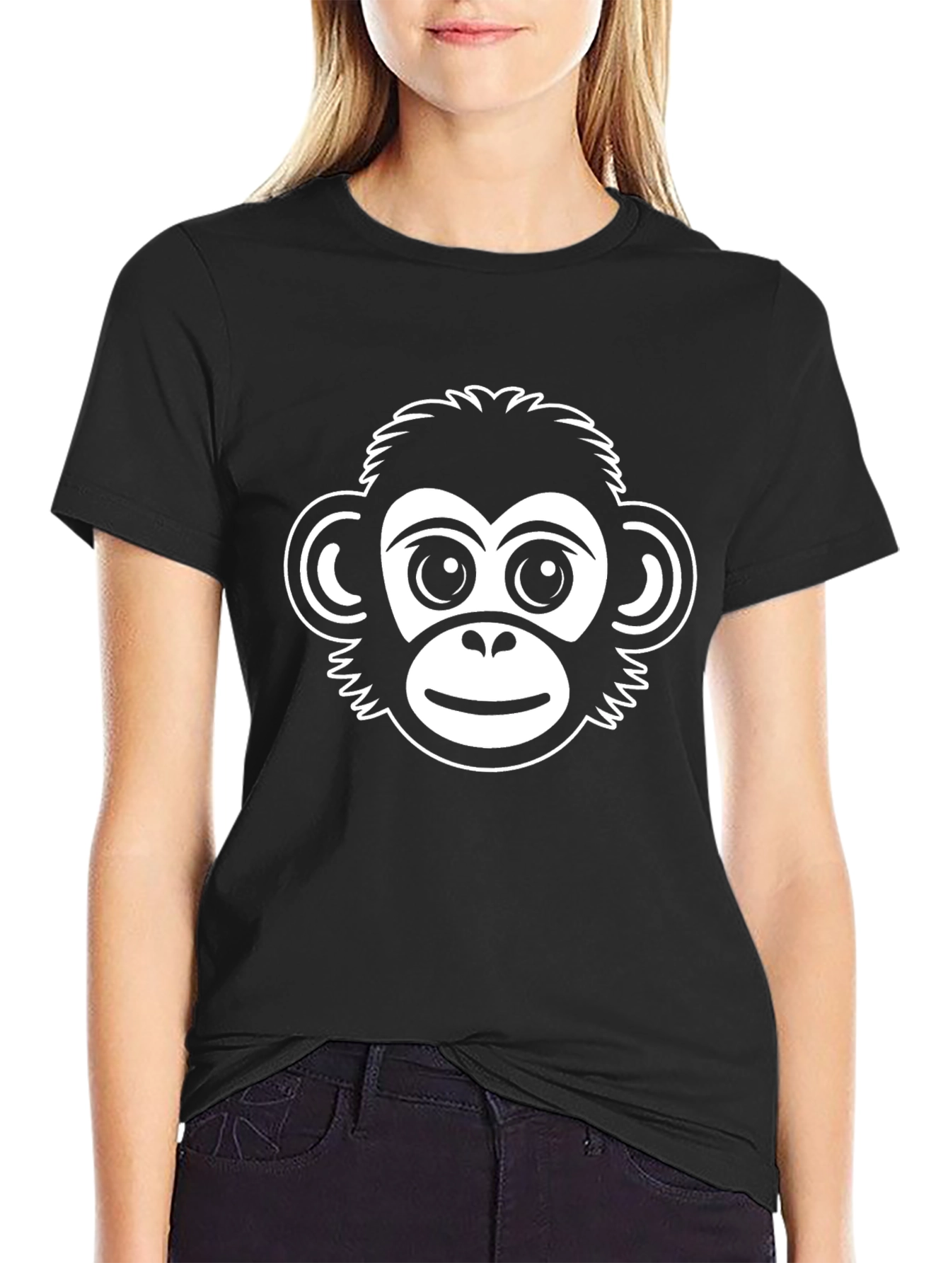 Monkey Face Graphic Black T-Shirt