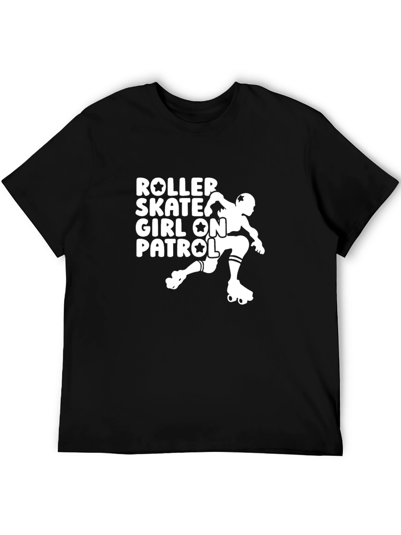 Roller Skate Girl On Patrol Graphic Tee - Black