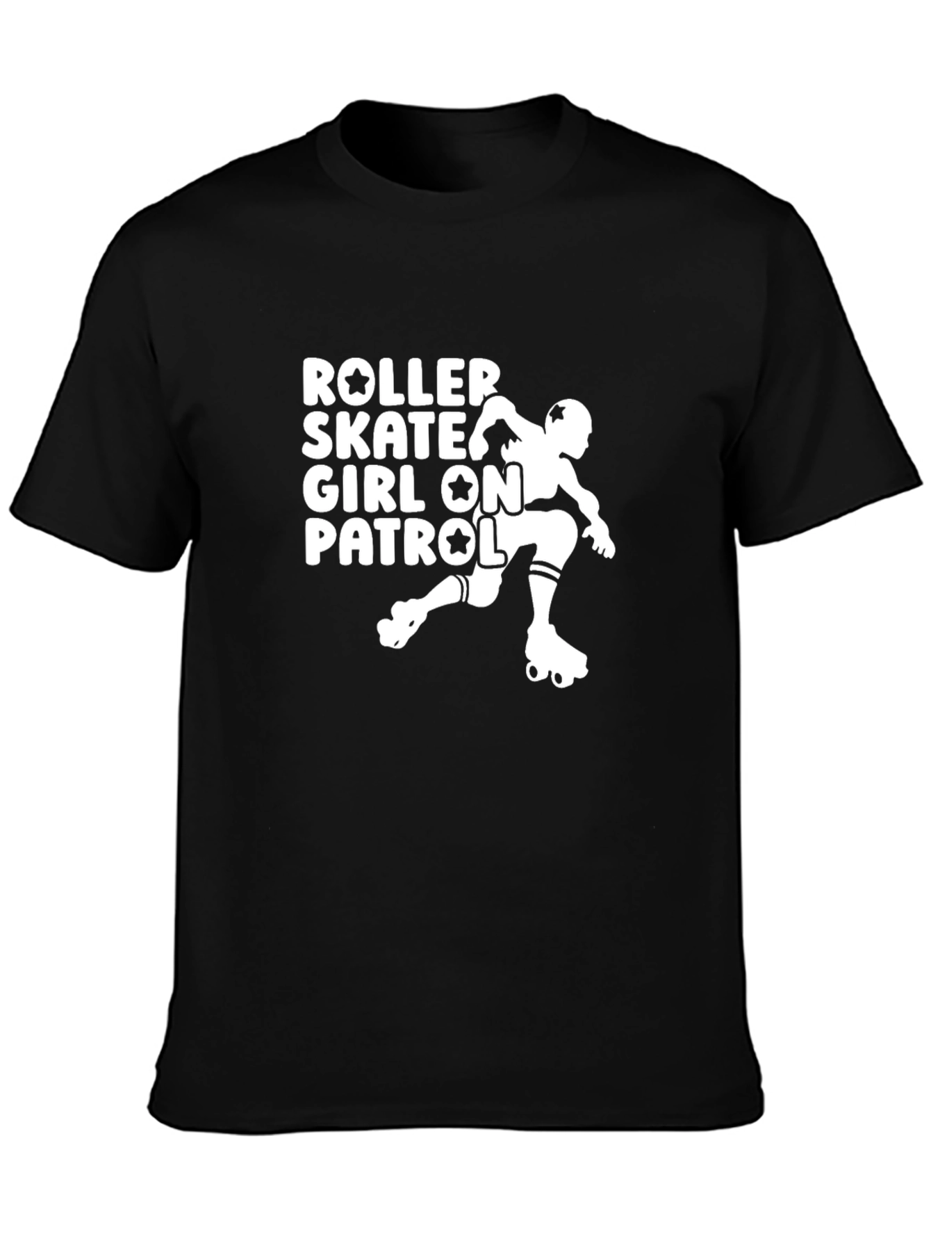Roller Skate Girl On Patrol Graphic Tee - Black