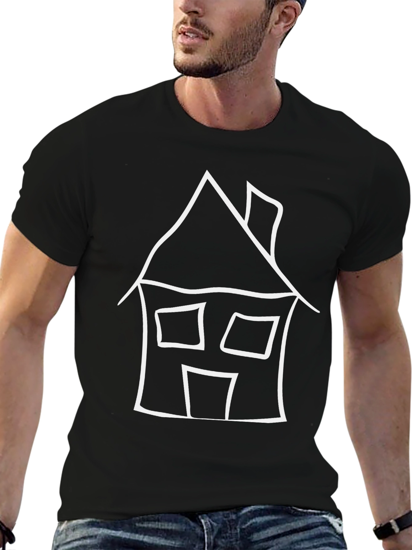 House Drawing Black T-Shirt
