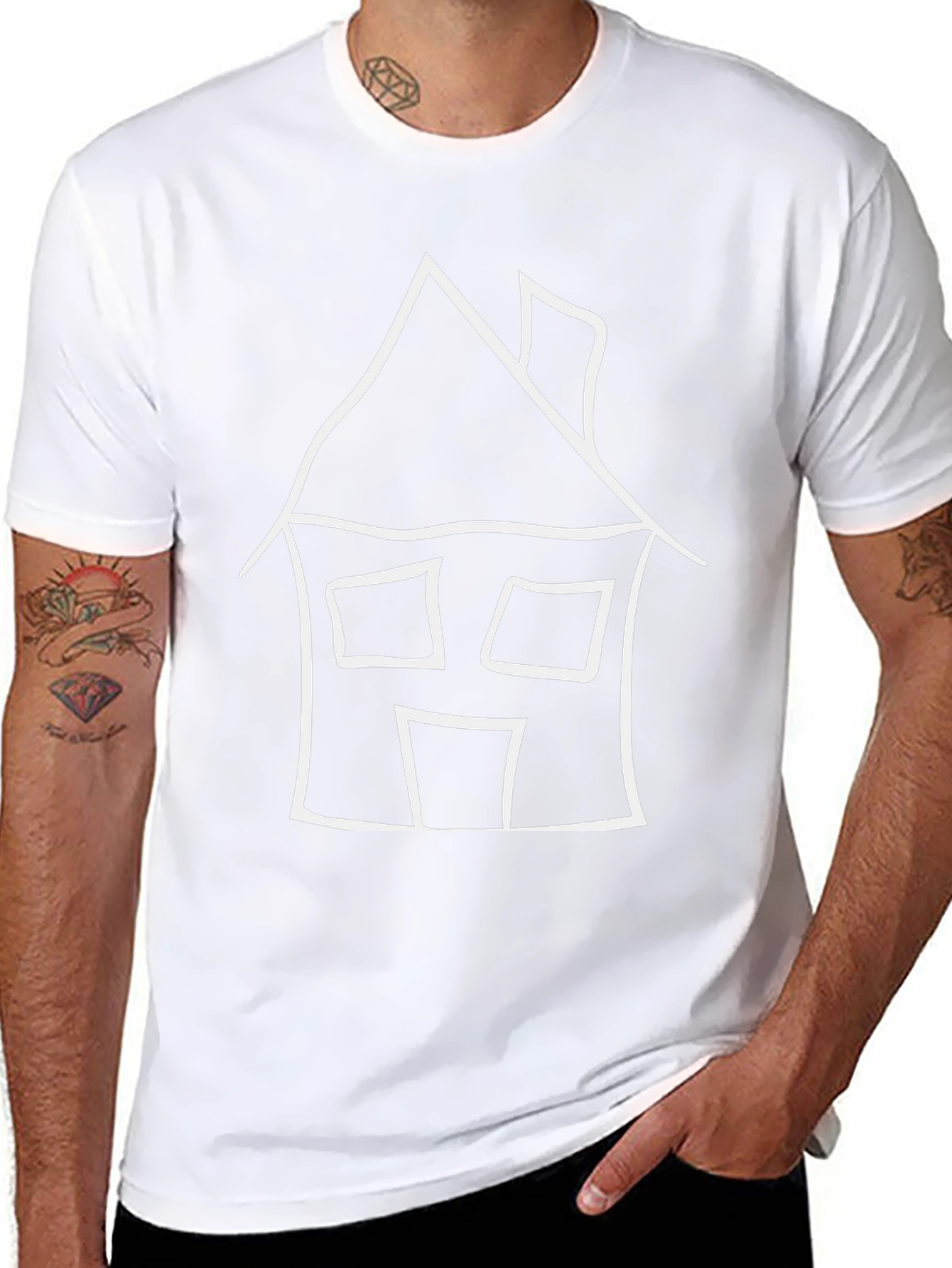 House Drawing Black T-Shirt