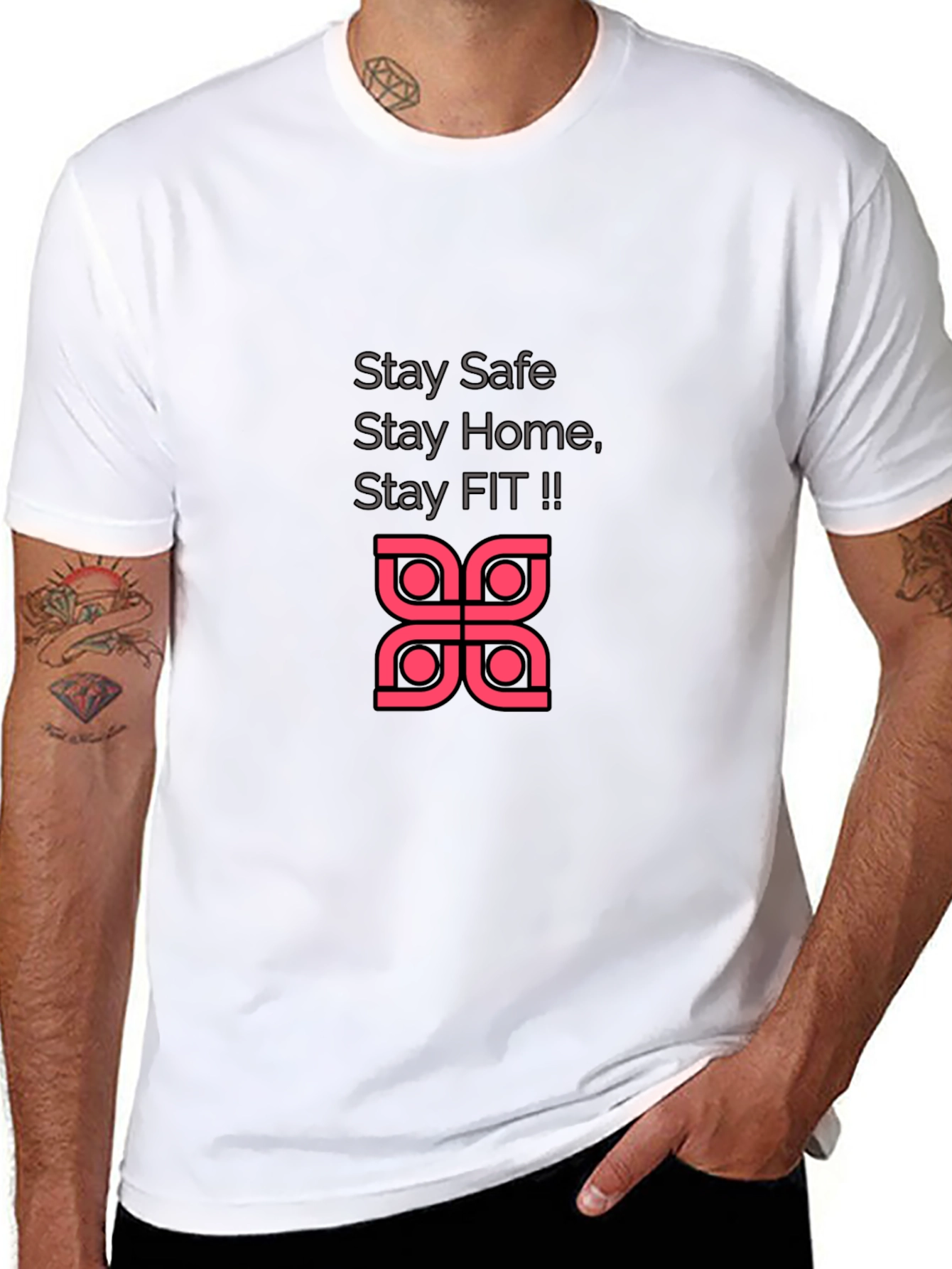 Stay Safe & Fit Graphic Tee - Black