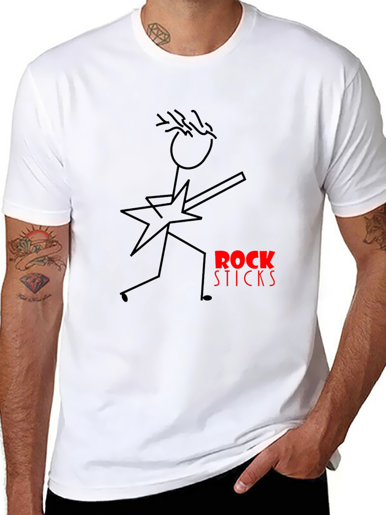 Rock Sticks Graphic Black T-Shirt