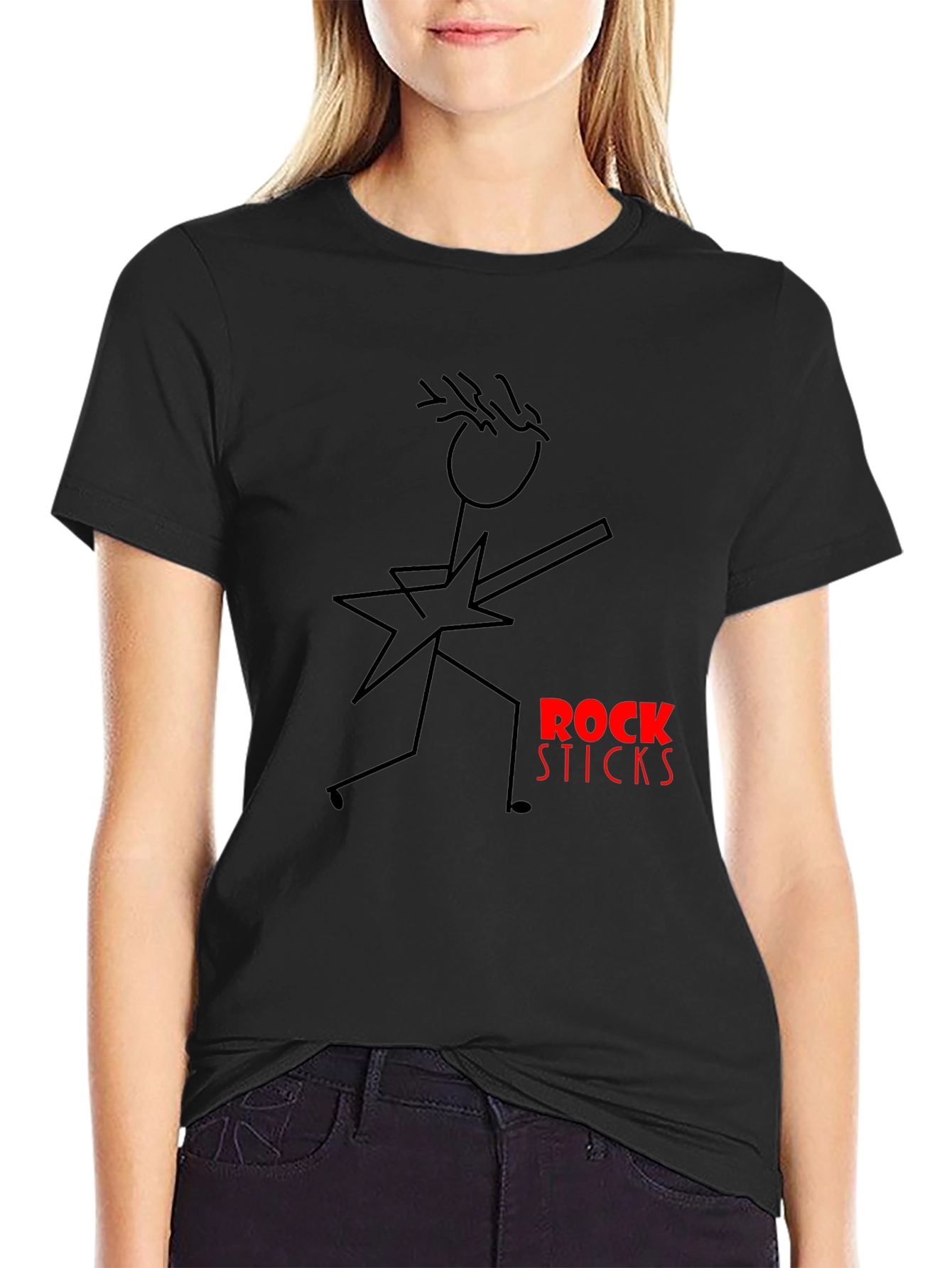 Rock Sticks Graphic Black T-Shirt