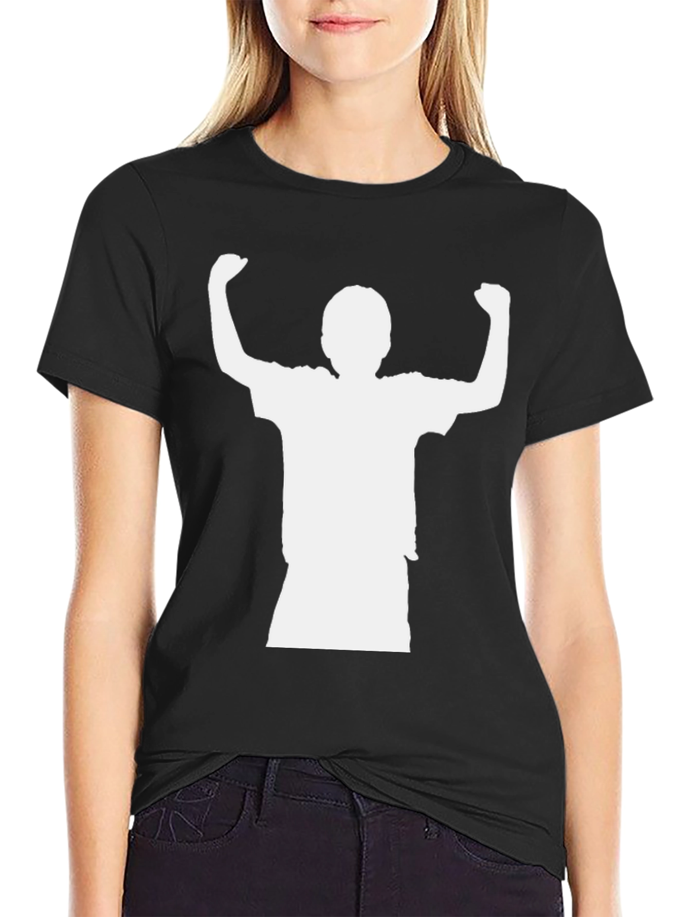 Black T-Shirt with Silhouette Print