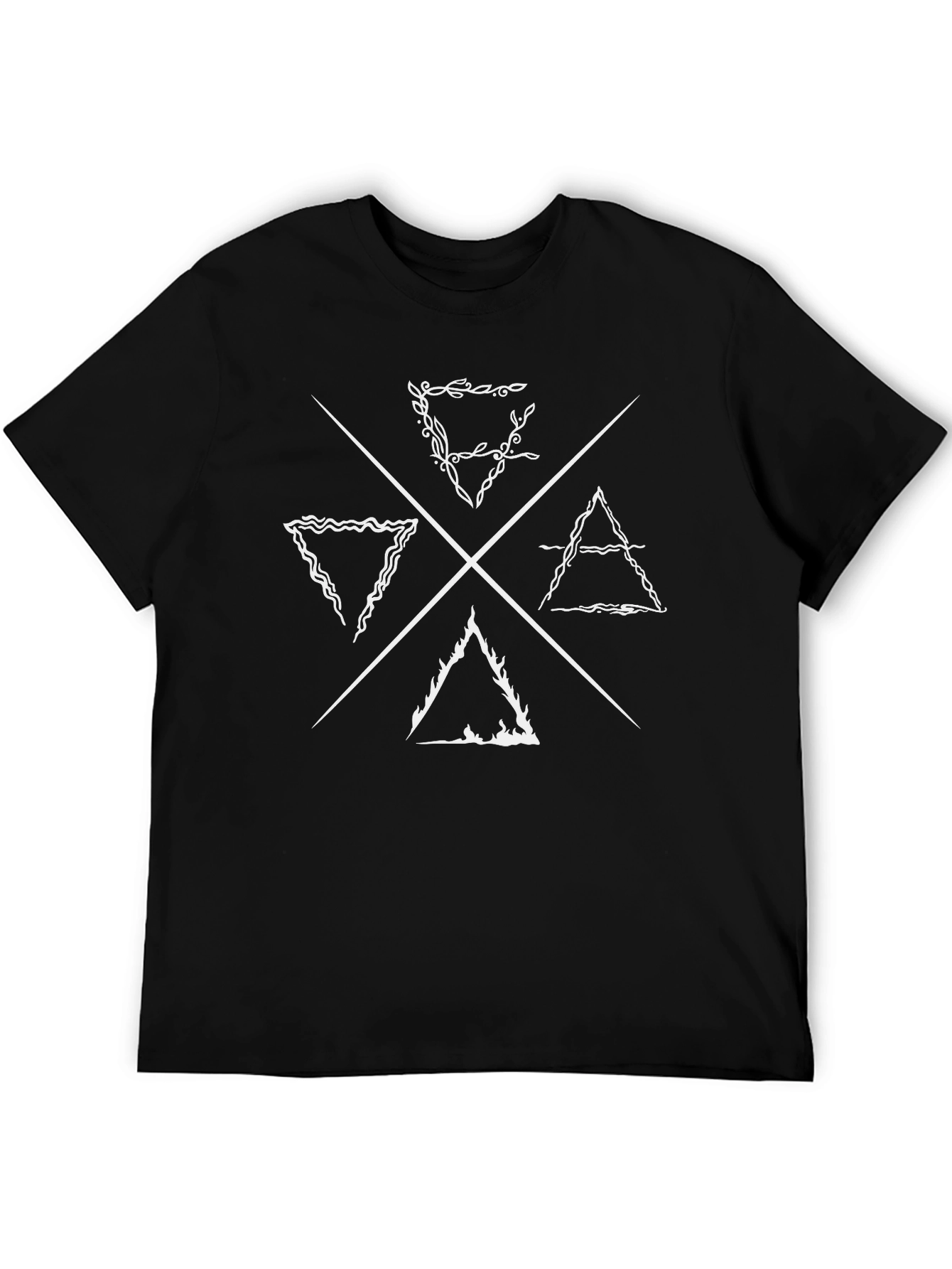 Elements T-Shirt Black Cotton Tee with Symbol Design
