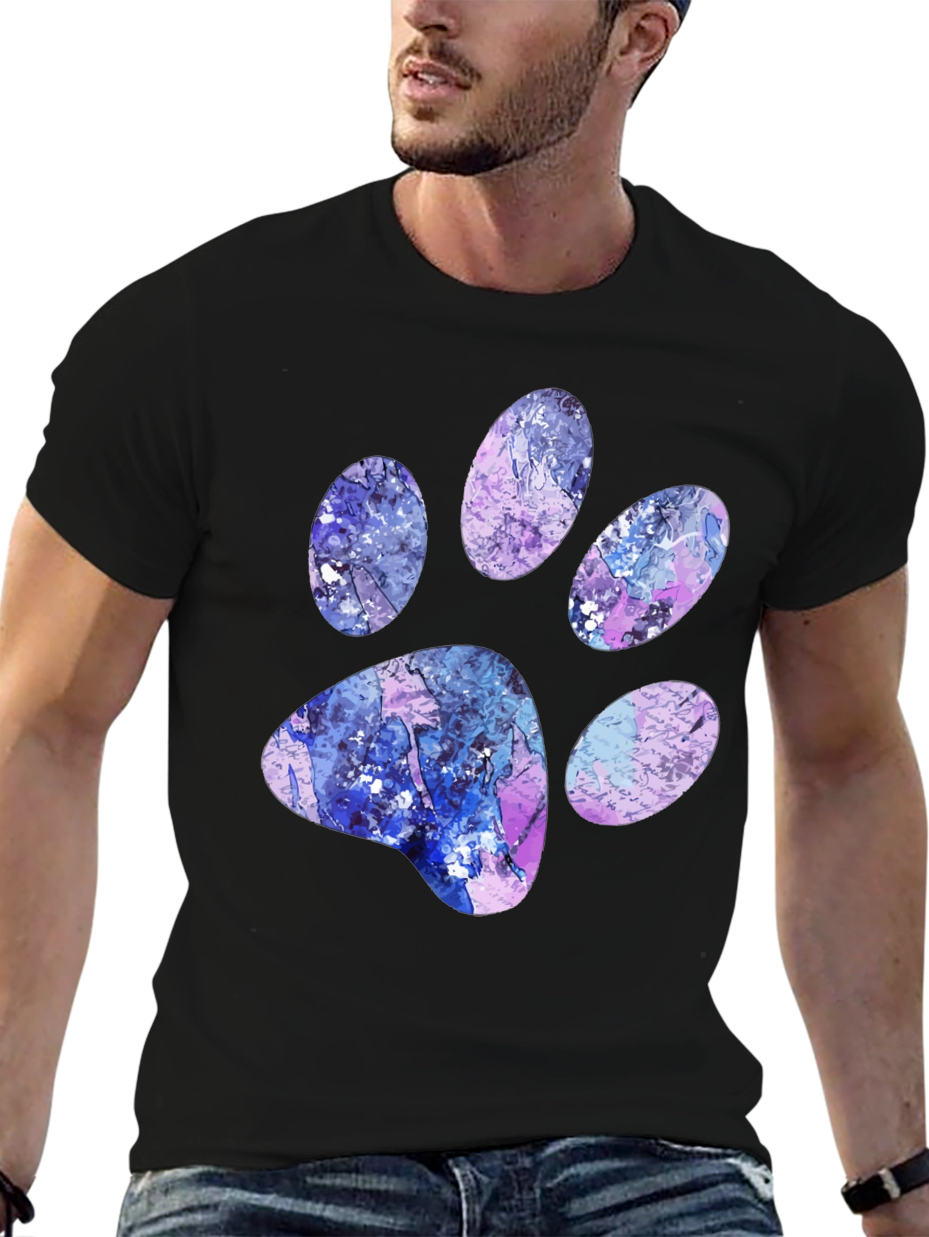 Abstract Paw Print Black T-Shirt