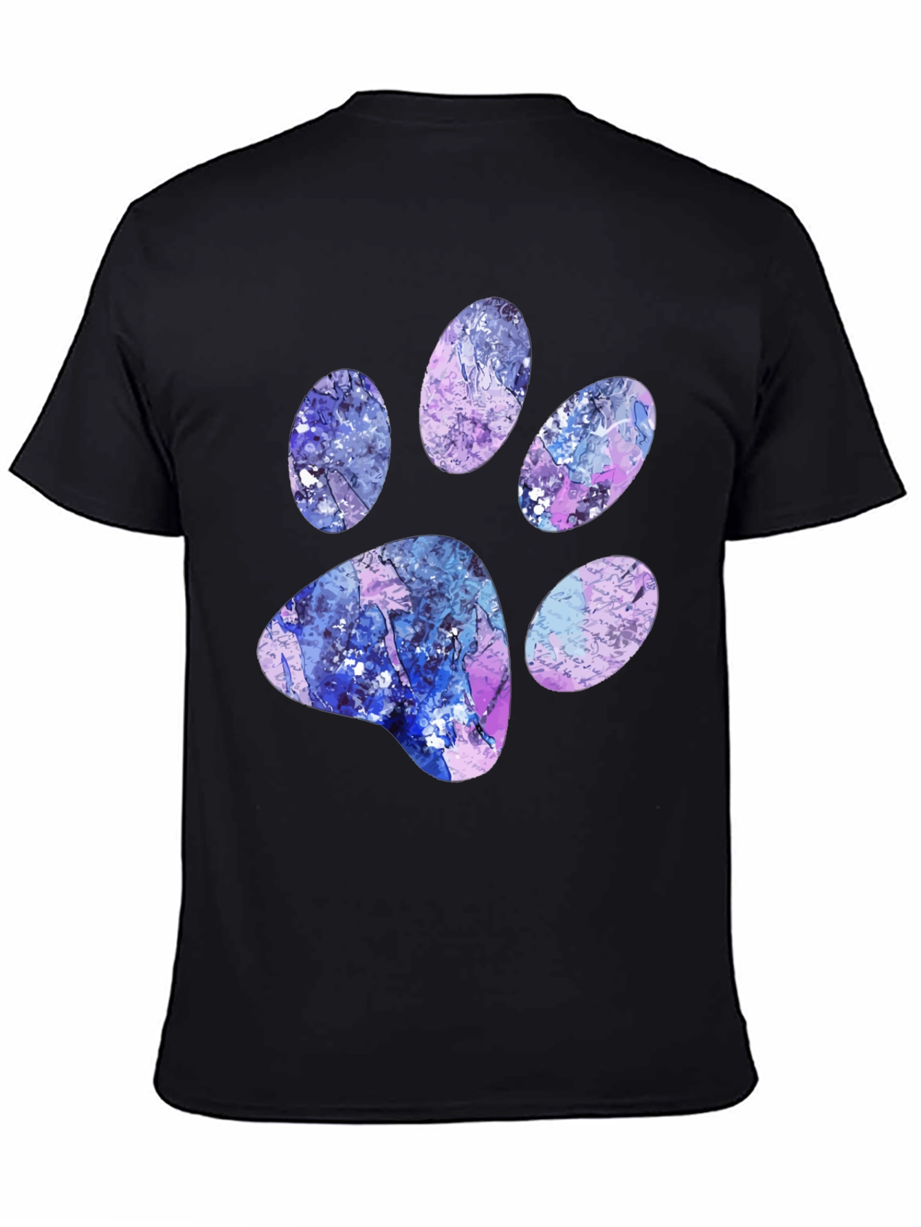Abstract Paw Print Black T-Shirt