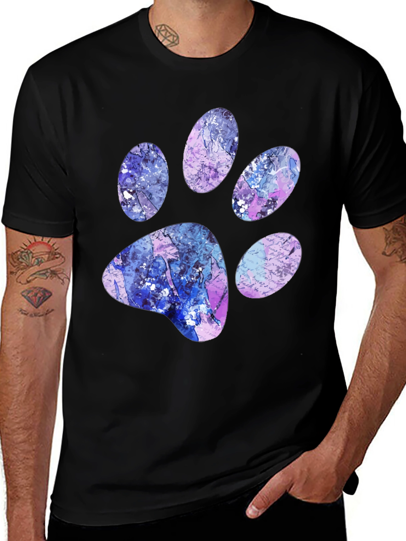 Abstract Paw Print Black T-Shirt