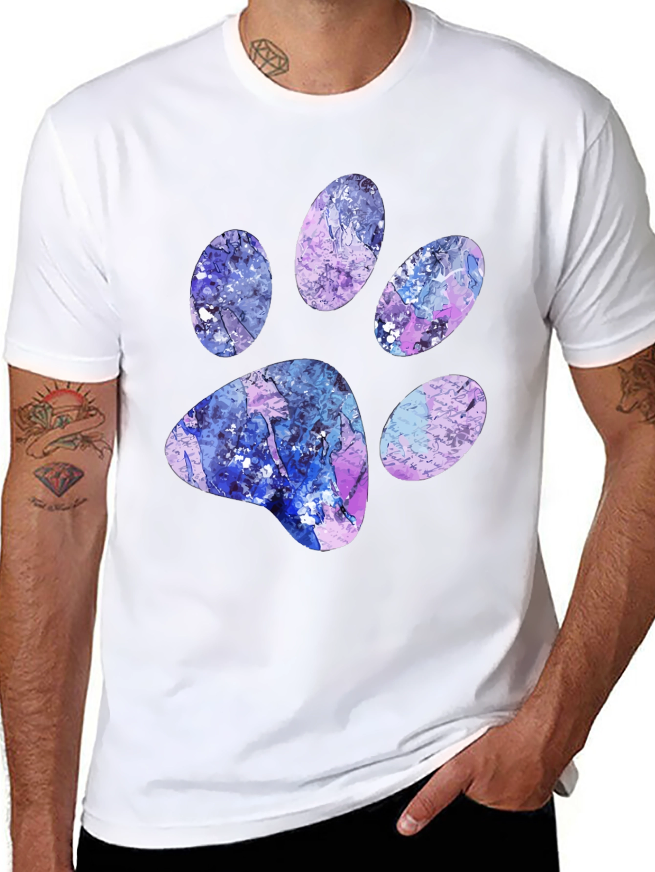 Abstract Paw Print Black T-Shirt
