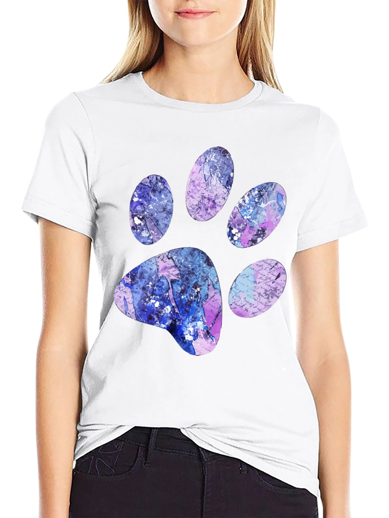 Abstract Paw Print Black T-Shirt