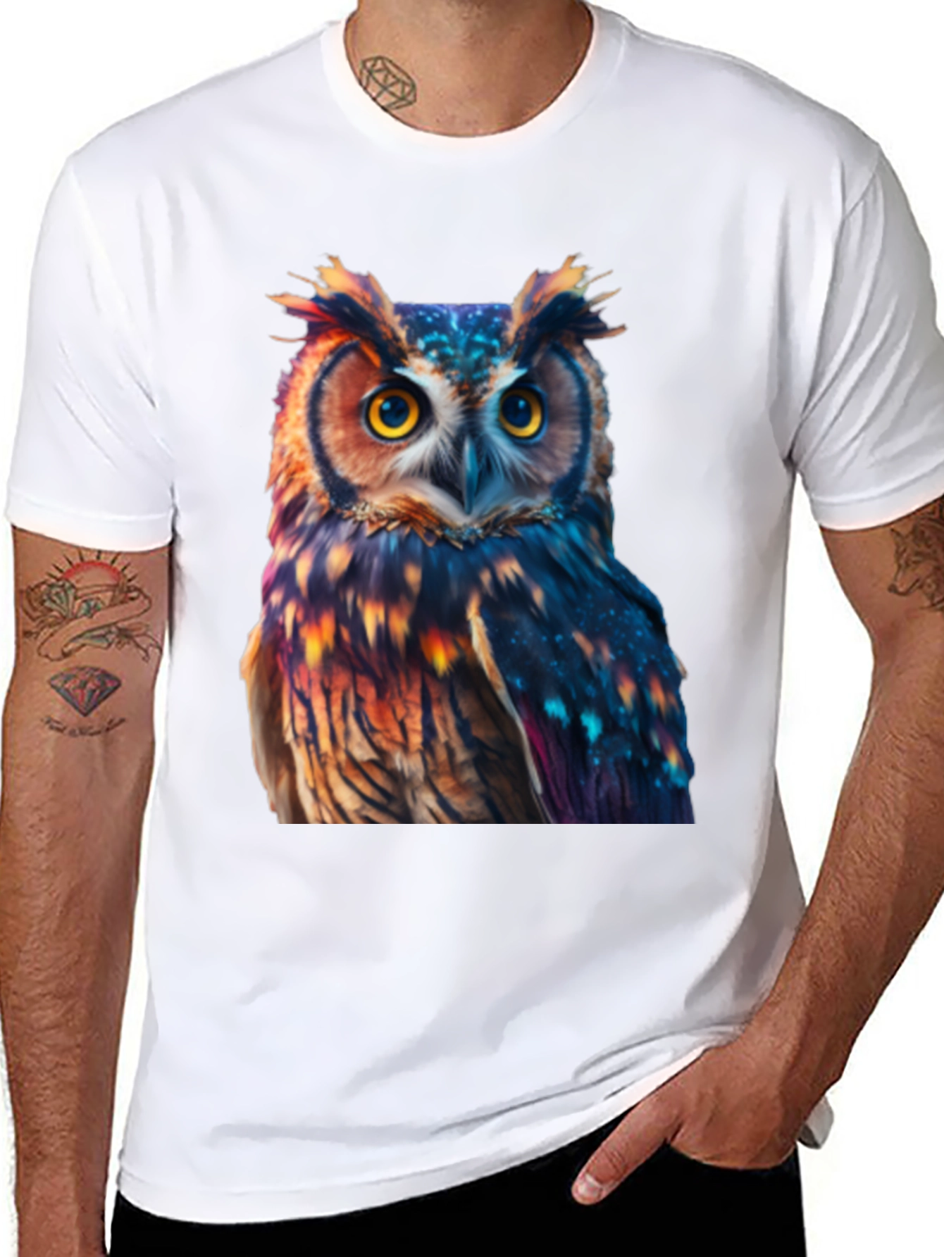 Owl Print Black T-Shirt