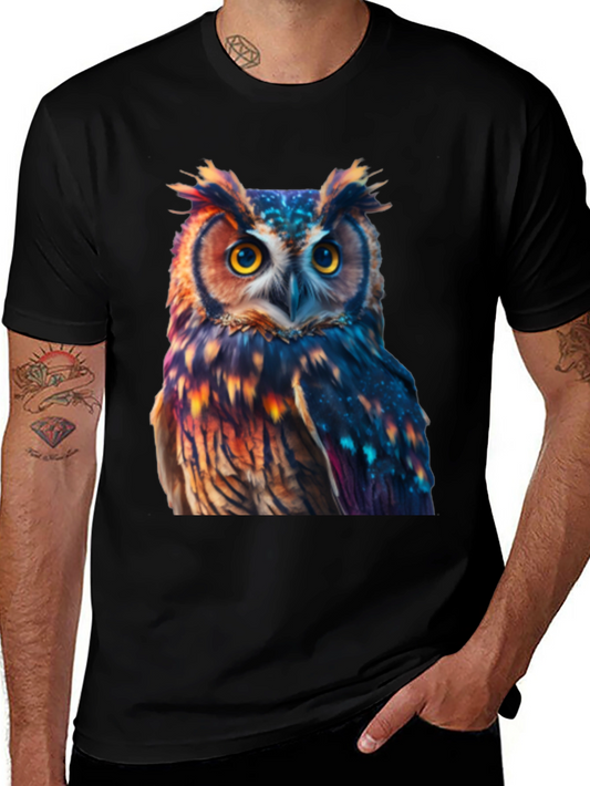 Owl Print Black T-Shirt