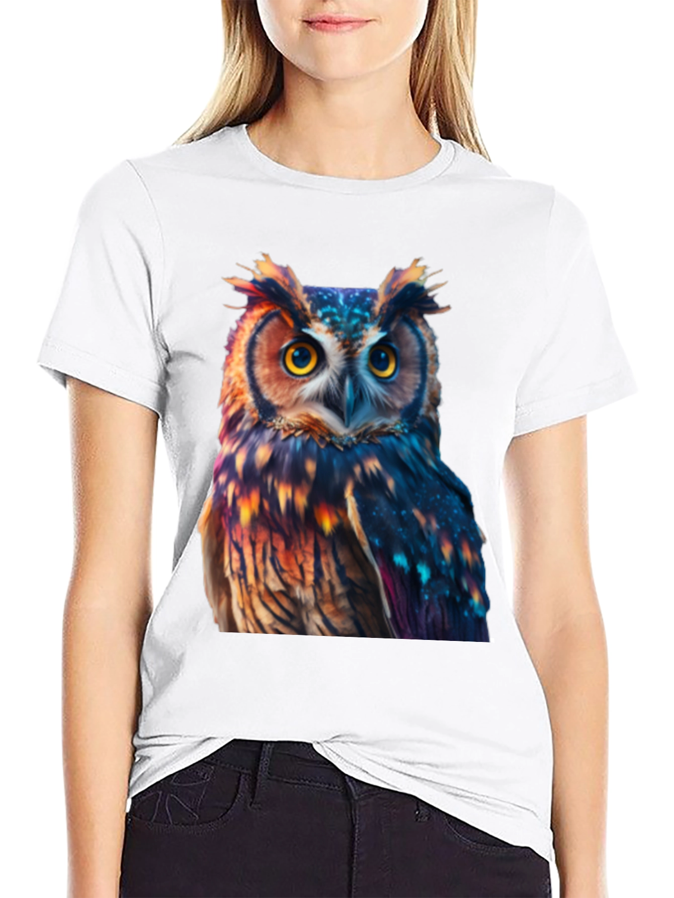 Owl Print Black T-Shirt