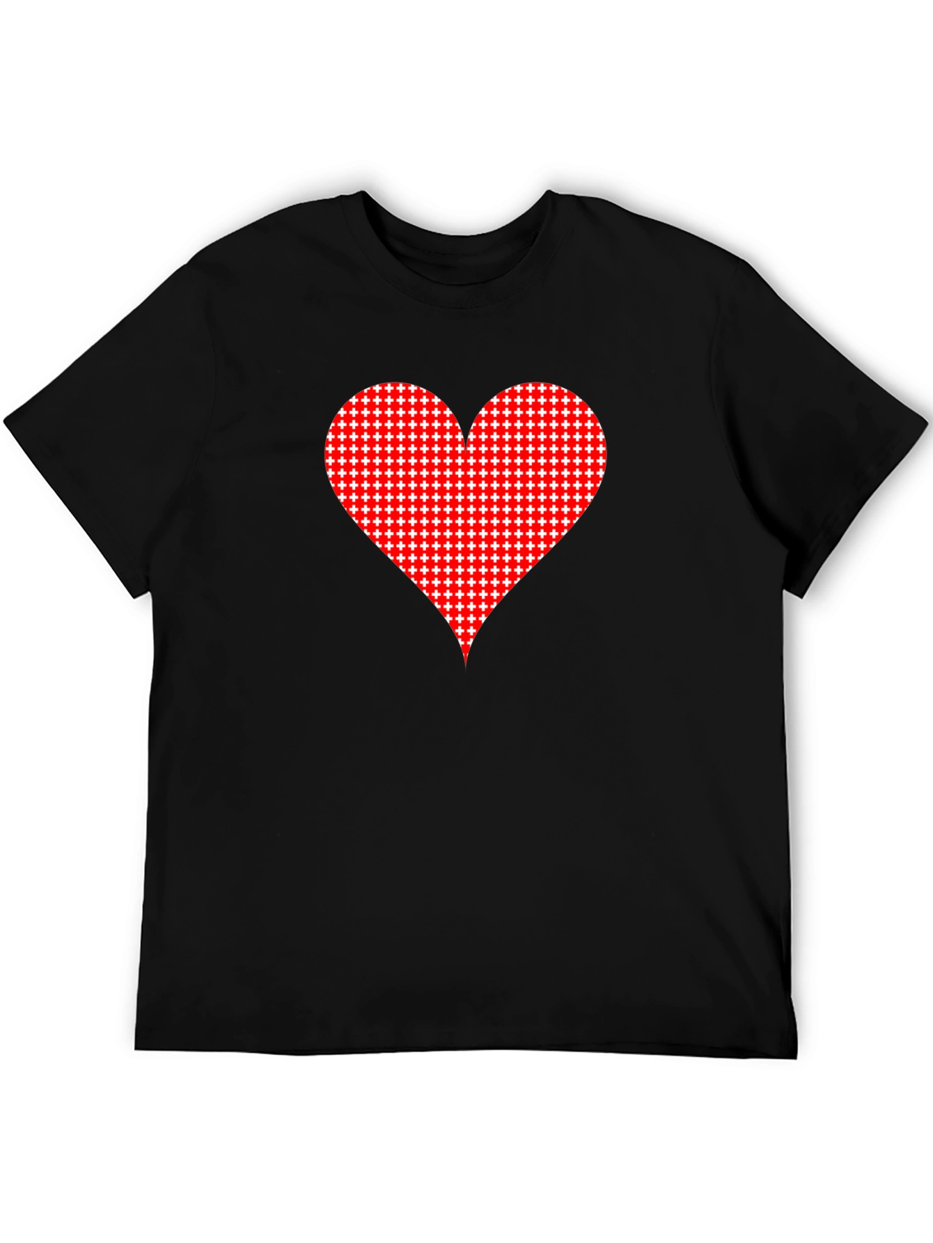 Heart Pattern Black Tee - Stylish Casual Wear