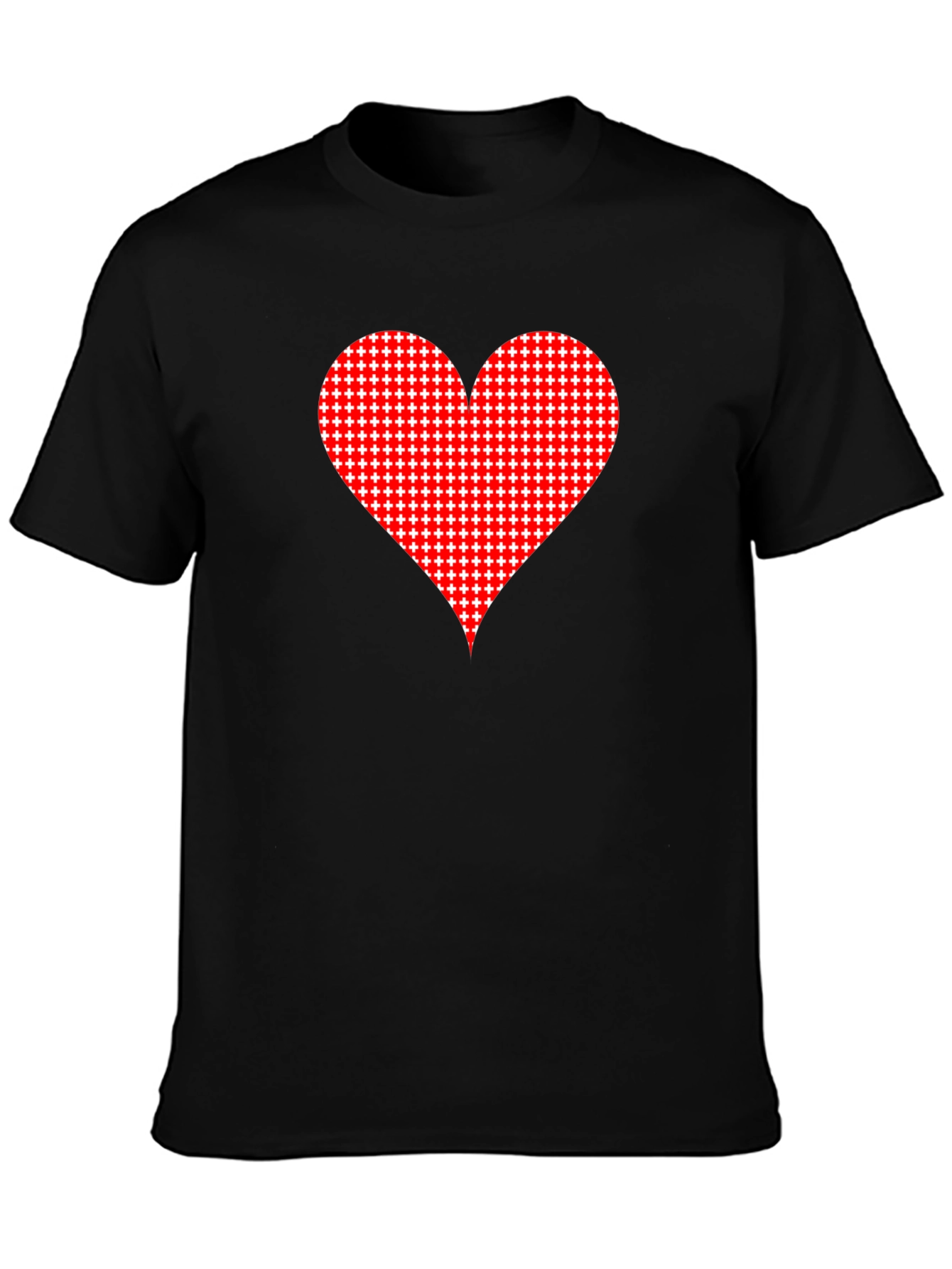 Heart Pattern Black Tee - Stylish Casual Wear