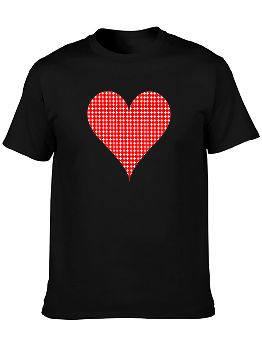 Heart Pattern Black Tee - Stylish Casual Wear