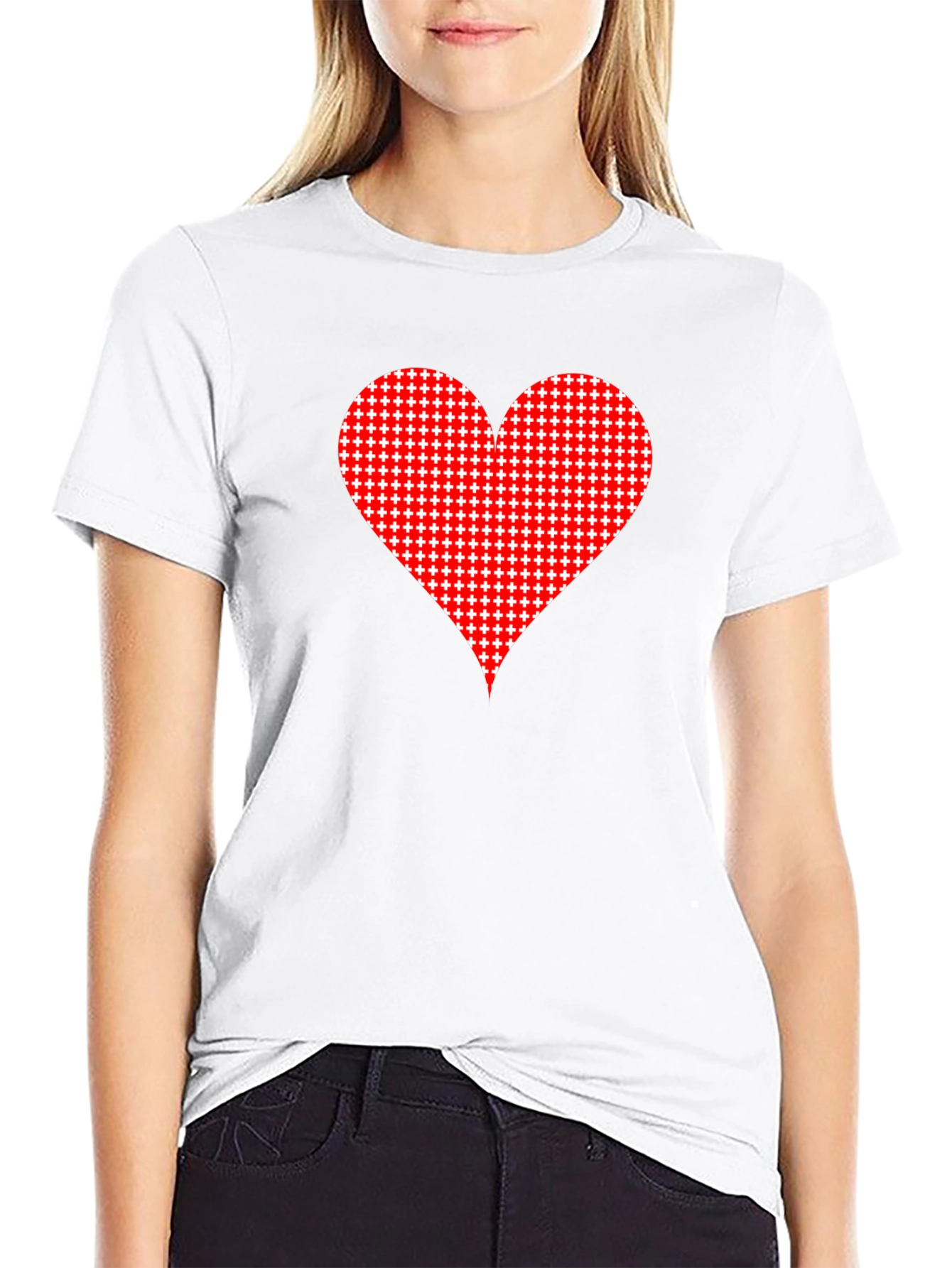 Heart Pattern Black Tee - Stylish Casual Wear