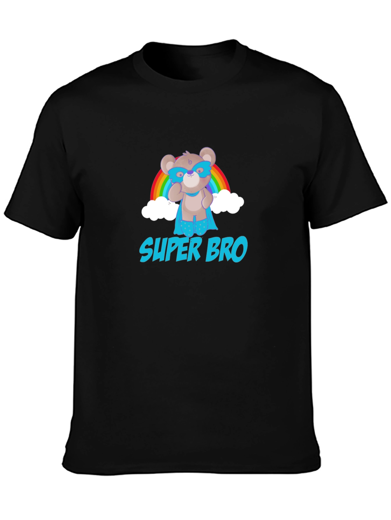 Super Bro Bear Rainbow Graphic T-Shirt