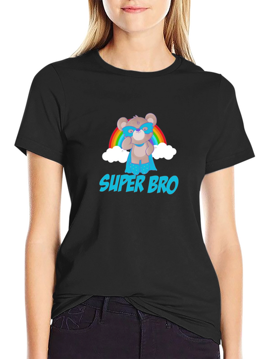 Super Bro Bear Rainbow Graphic T-Shirt