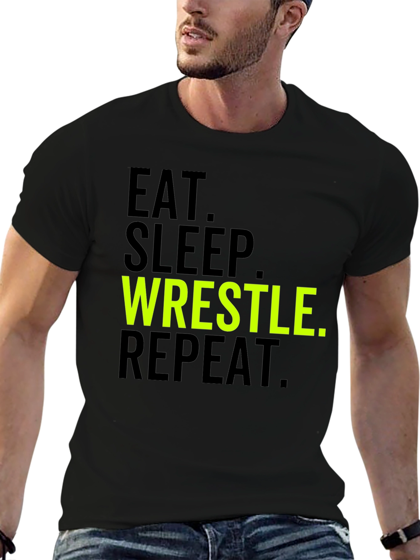 Eat Sleep Wrestle Repeat Graphic Tee