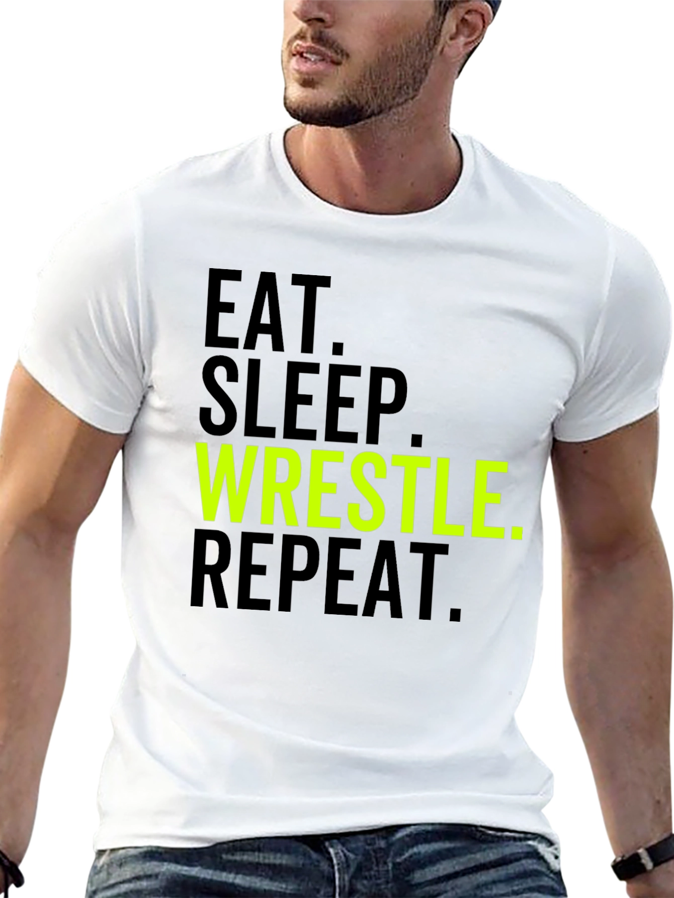 Eat Sleep Wrestle Repeat Graphic Tee