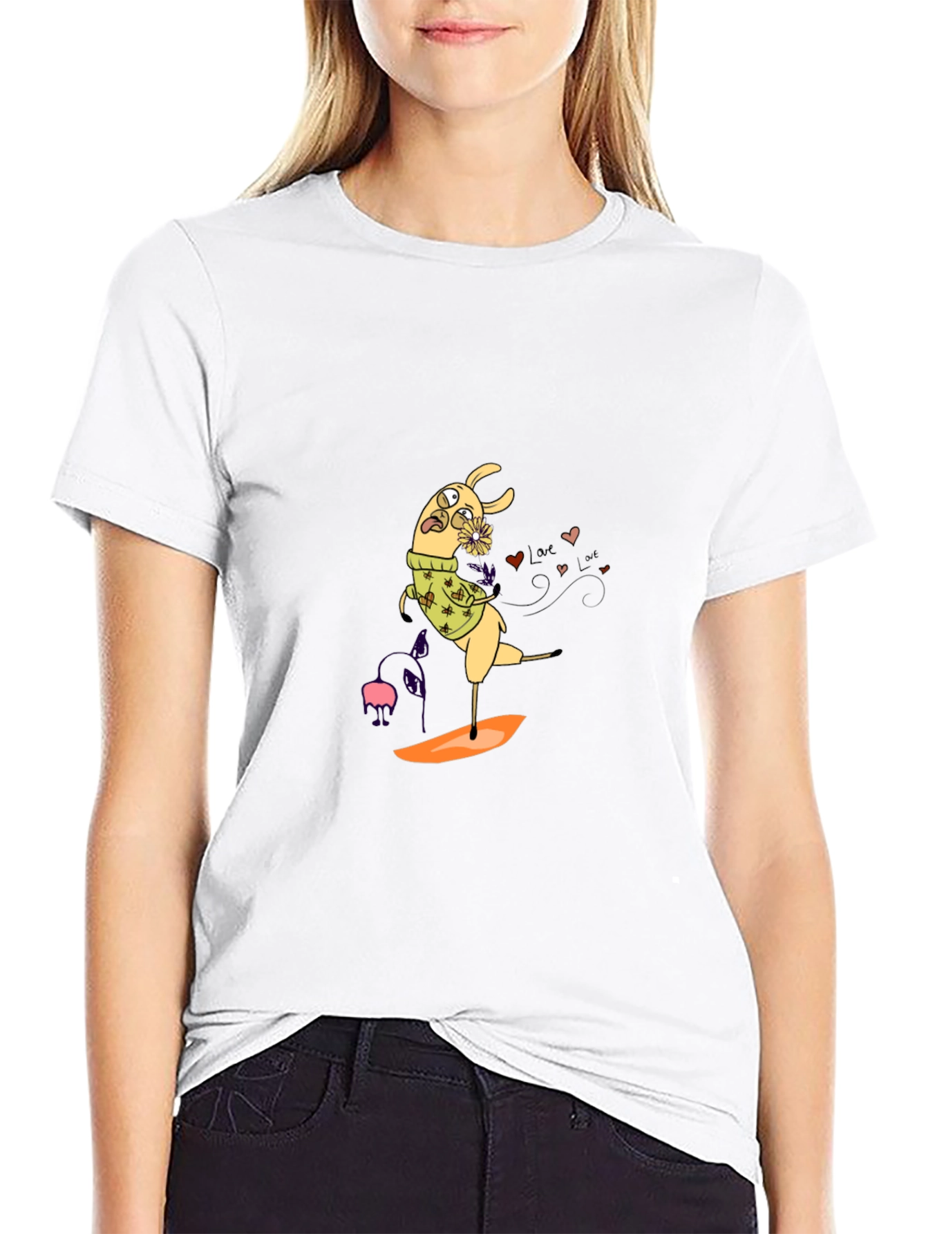 Llama Surfing Black Graphic Tee