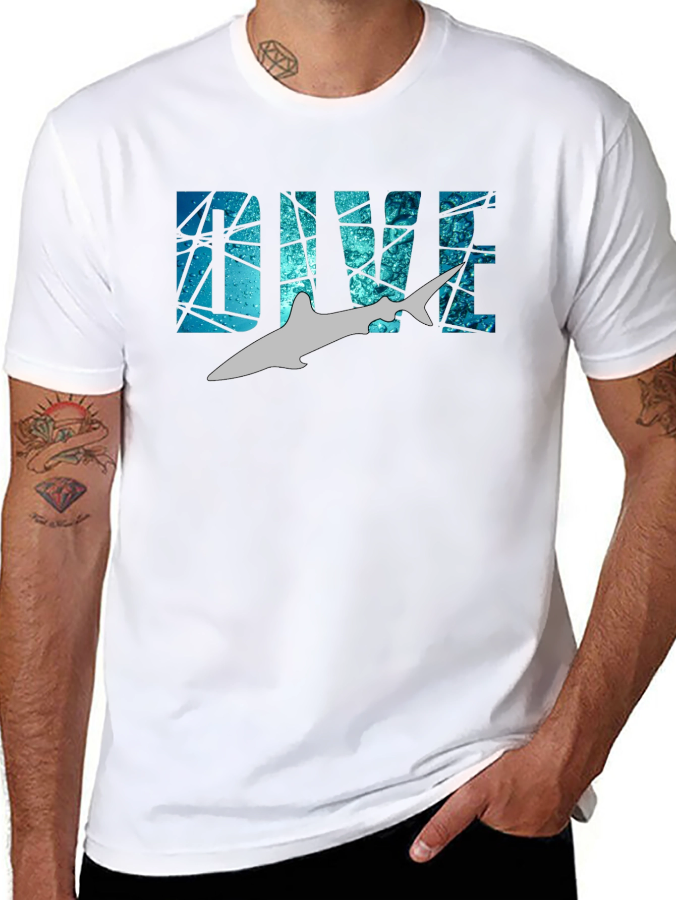 Dive Shark Graphic Black T-Shirt