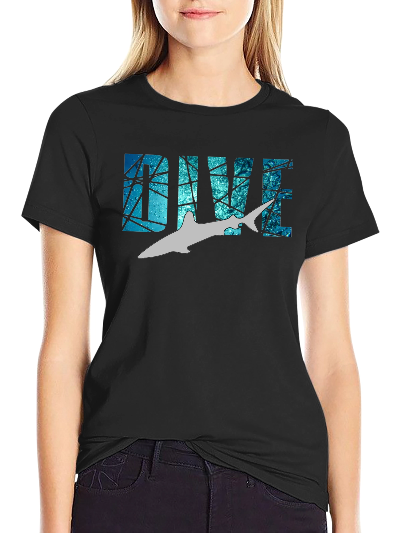 Dive Shark Graphic Black T-Shirt