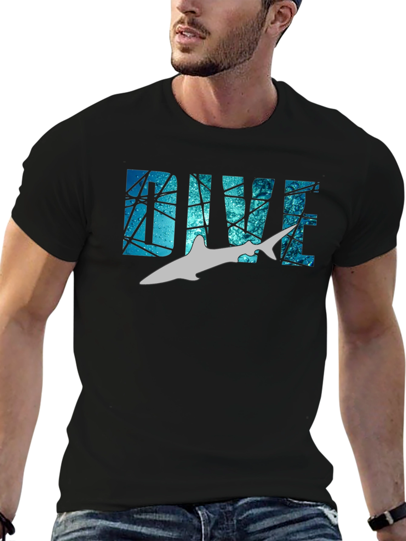 Dive Shark Graphic Black T-Shirt