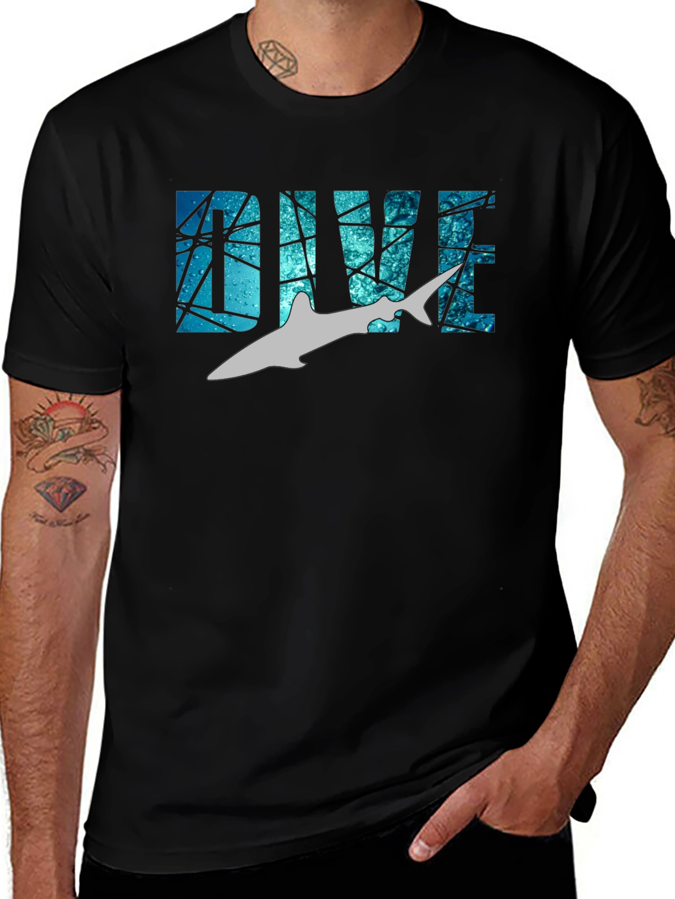 Dive Shark Graphic Black T-Shirt