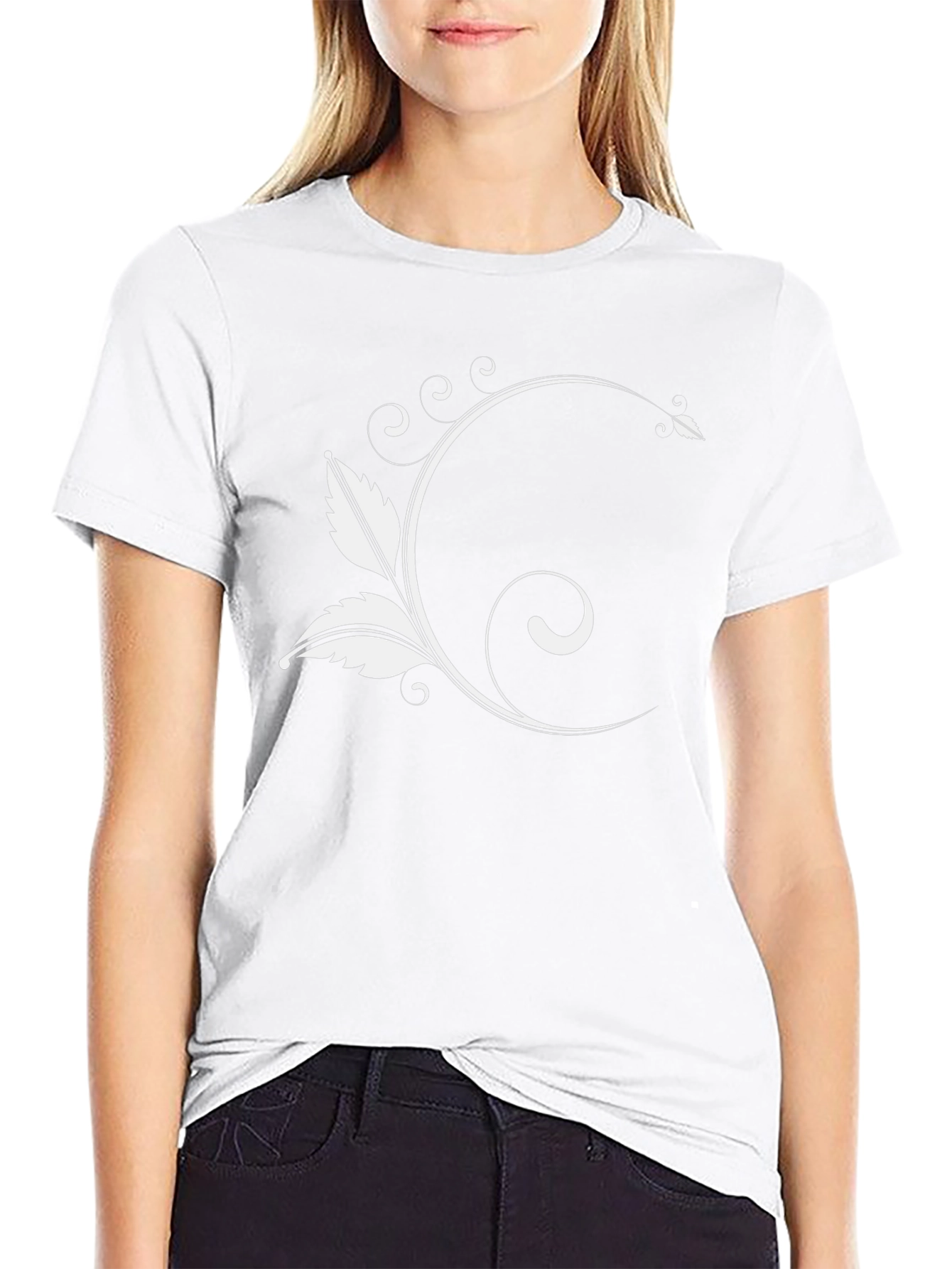 Elegant Floral Graphic Black T-Shirt
