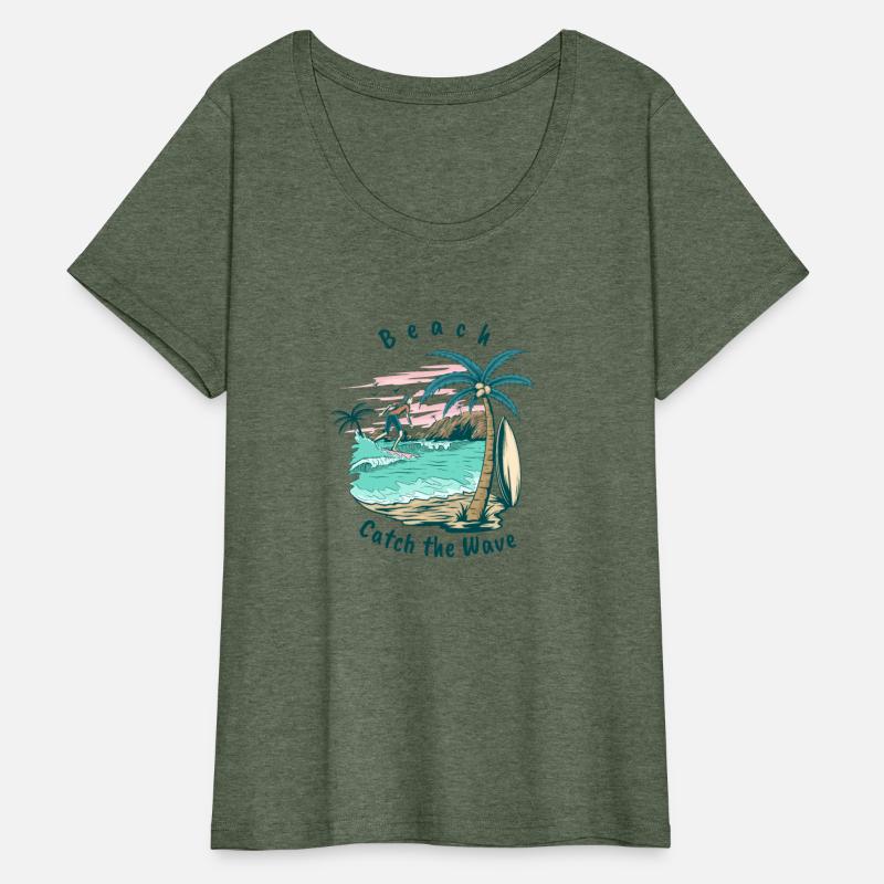 Beach Catch the Wave Beach Palm Trees Summer Surf