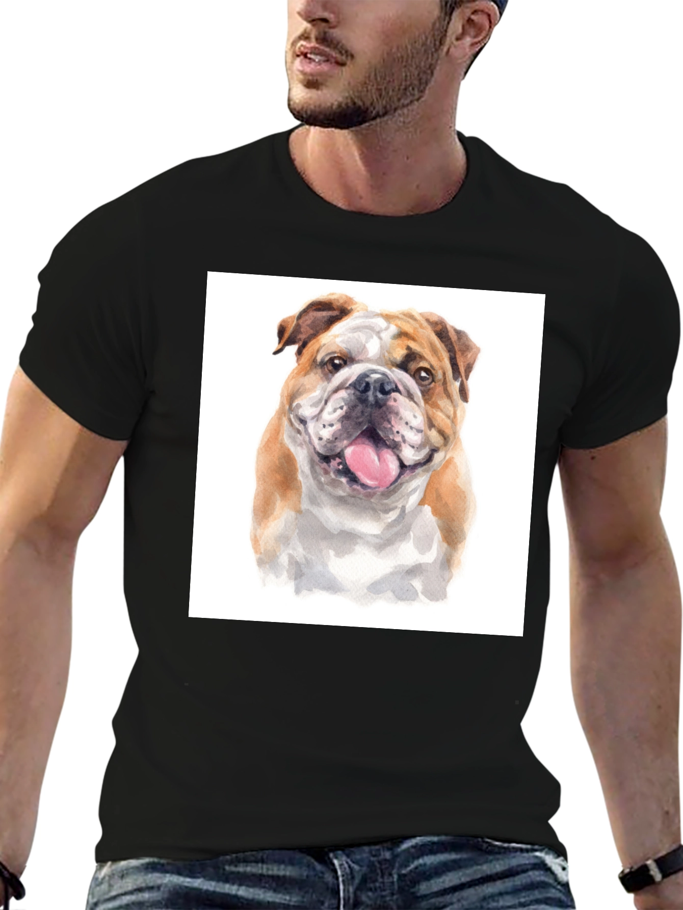 Bulldog Face T-Shirt – Detailed Dog Lover Graphic Tee