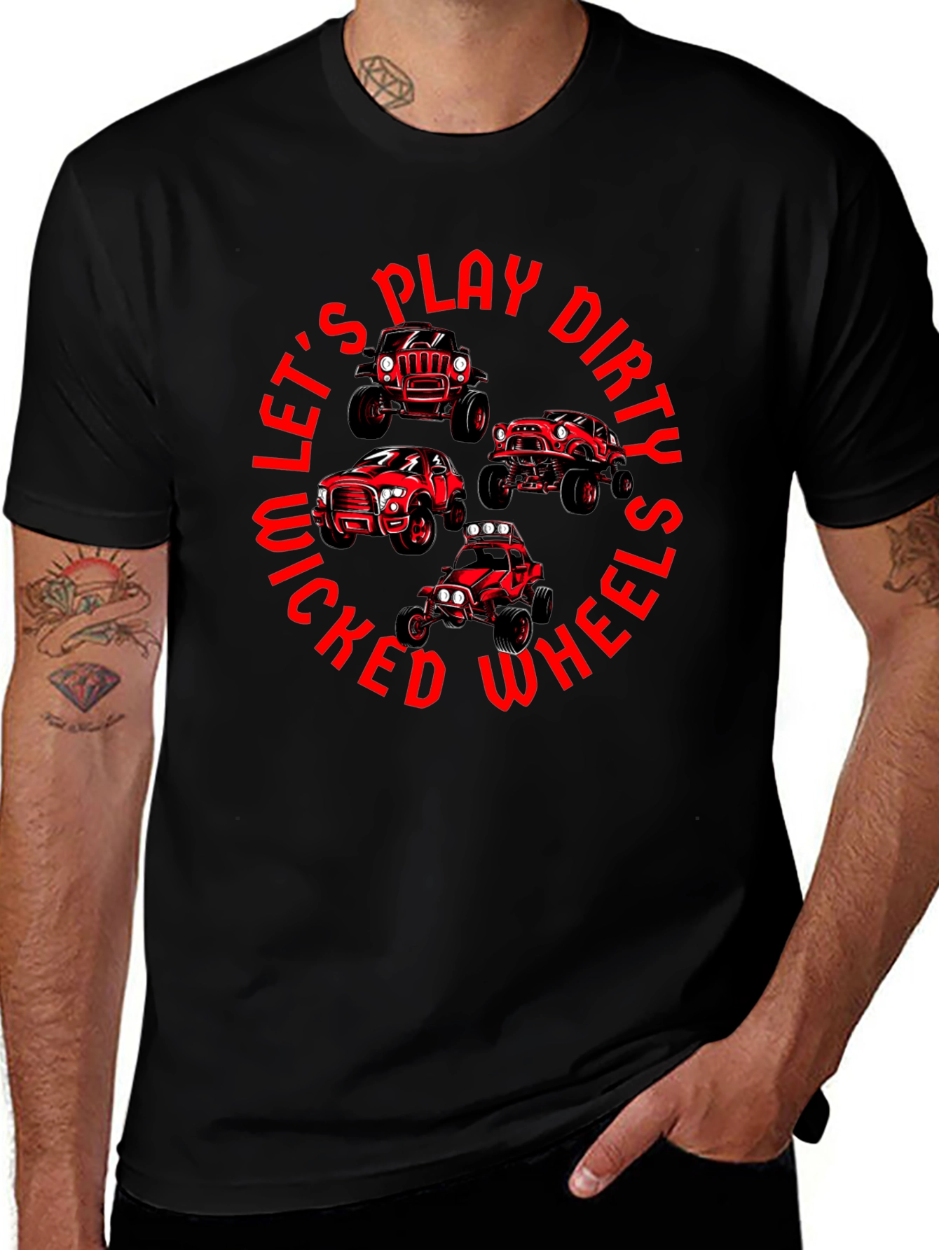 Lets Play Dirty Wicked Wheels T-Shirt
