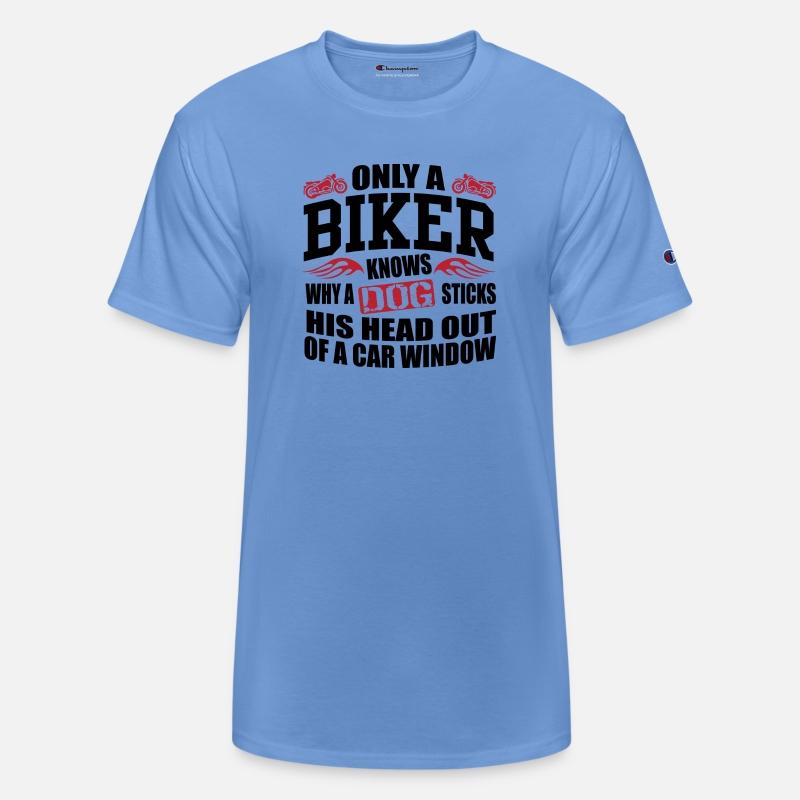 Biker sticks head out of window