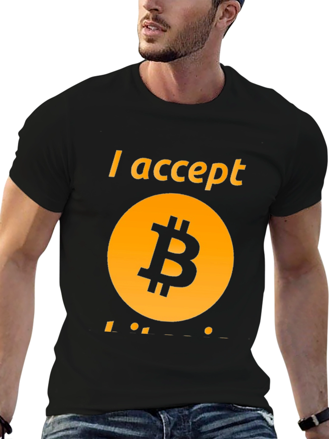 I Accept Bitcoin Black Tee