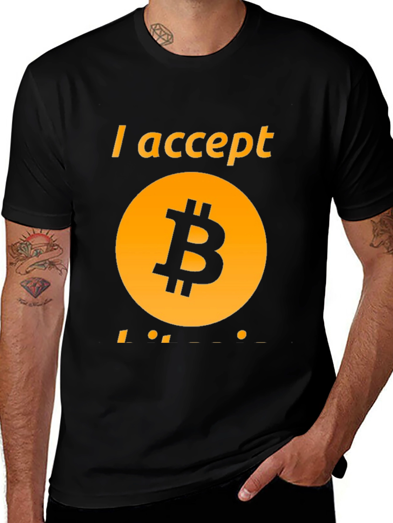 I Accept Bitcoin Black Tee