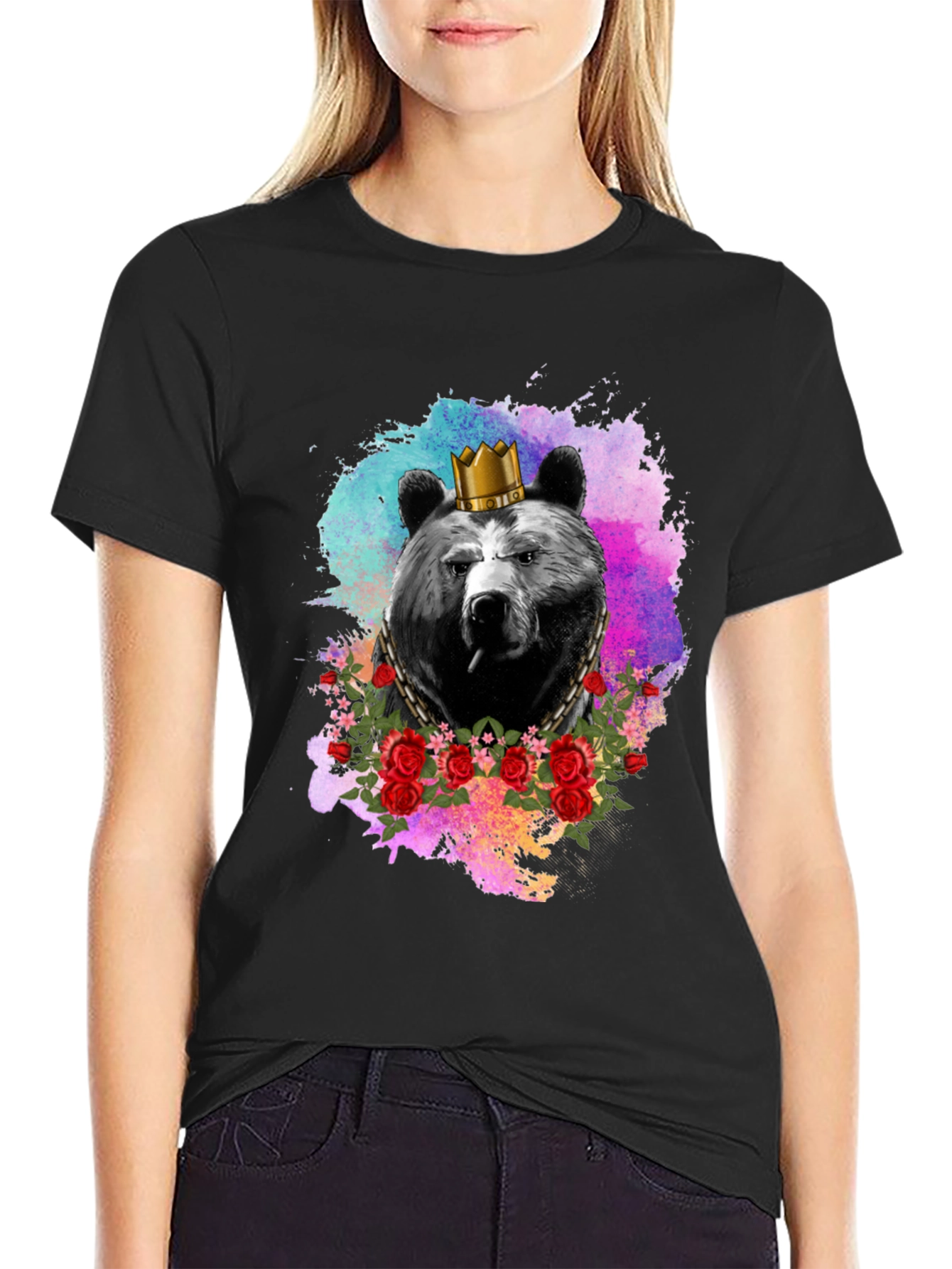 King Bear Graphic Tee - Crowned Bear T-Shirt