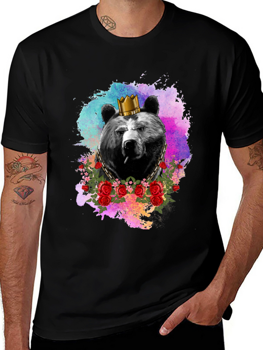 King Bear Graphic Tee - Crowned Bear T-Shirt